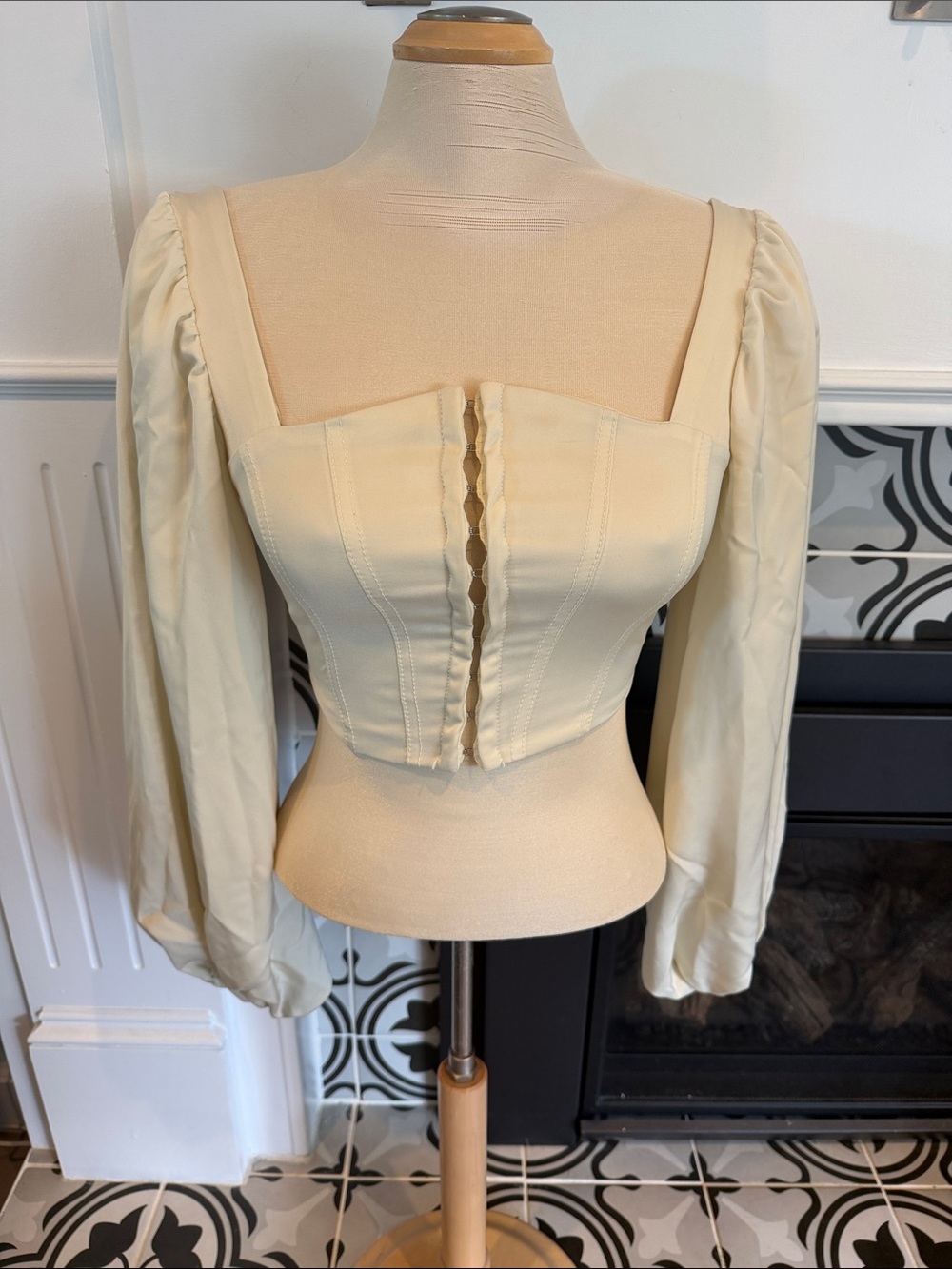Urban Outfitters Cream Corset Peasant Blouse
